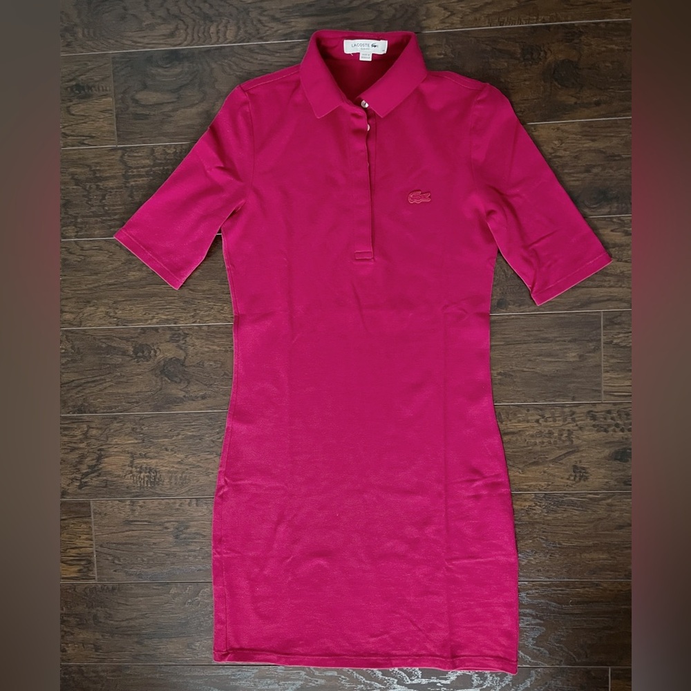 NWOT Lacoste Polo Dress EF3055 - Raspberry (48N), Size S (FR 34)